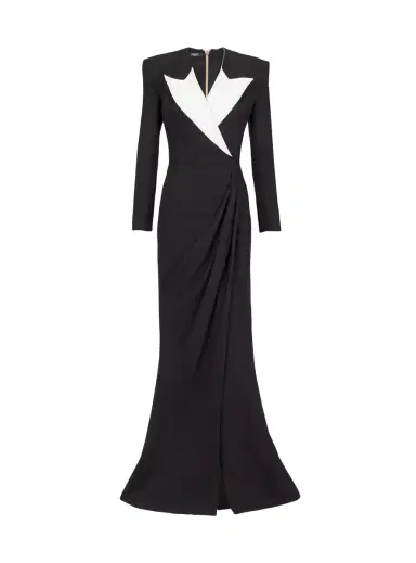Balmain Structured Crepe Long Dress | Thumbnail 1