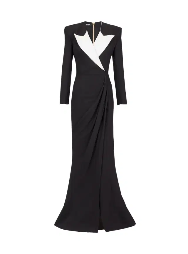 Structured Crepe Long Dress