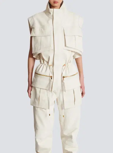 Balmain Sleeveless lambskin jumpsuit | Thumbnail 8