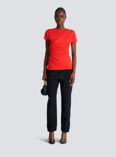 Balmain Short-sleeved draped jersey T-shirt | Thumbnail 2
