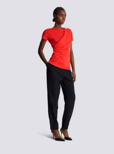 Balmain Short-sleeved draped jersey T-shirt | Thumbnail 3