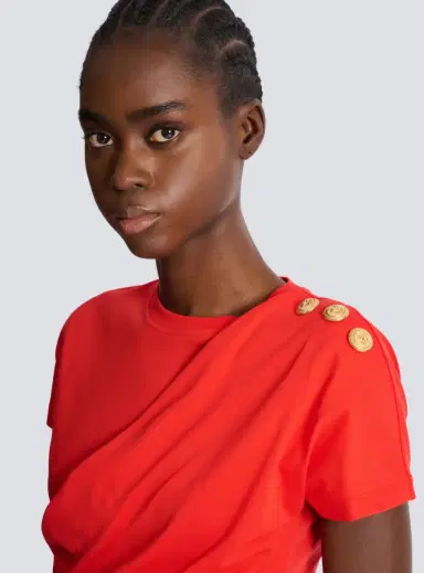 Balmain Short-sleeved draped jersey T-shirt | Thumbnail 5