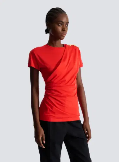 Balmain Short-sleeved draped jersey T-shirt | Thumbnail 7