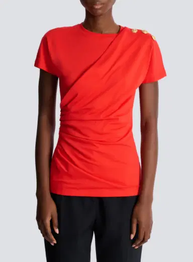 Balmain Short-sleeved draped jersey T-shirt | Thumbnail 8