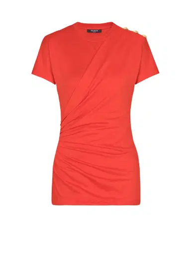 Balmain Short-sleeved draped jersey T-shirt | Thumbnail 1