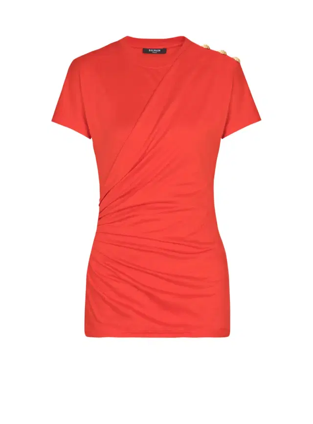Balmain Short-sleeved draped jersey T-shirt