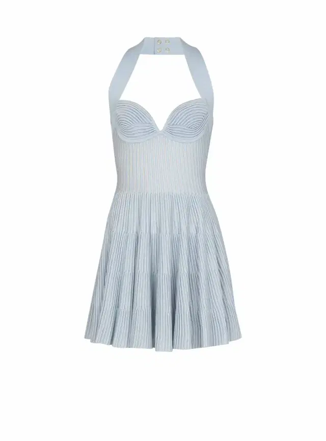 Balmain Textured knit halterneck A-line dress