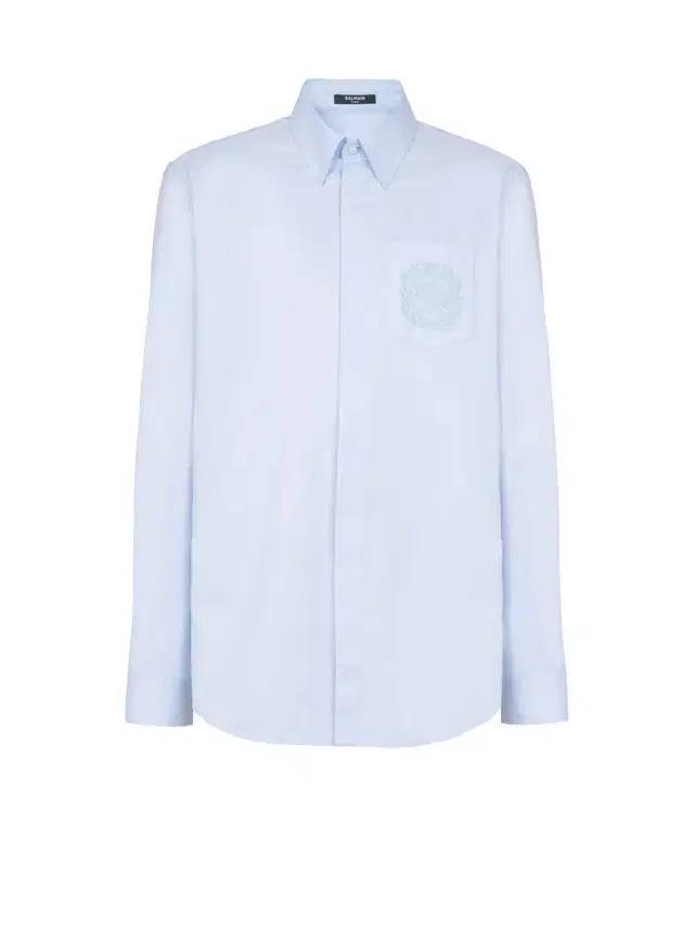 Balmain Écusson embroidered cotton shirt