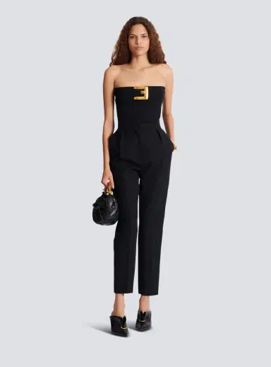 Balmain Crepe bustier bodysuit with belt detail | Thumbnail 2 Balmain Crepe bustier bodysuit with belt detail | Thumbnail 2