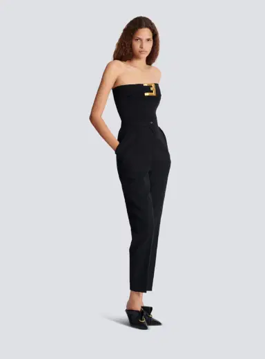 Balmain Crepe bustier bodysuit with belt detail | Thumbnail 3 Balmain Crepe bustier bodysuit with belt detail | Thumbnail 3