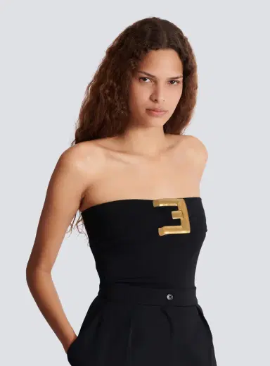 Balmain Crepe bustier bodysuit with belt detail | Thumbnail 5 Balmain Crepe bustier bodysuit with belt detail | Thumbnail 5