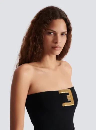 Balmain Crepe bustier bodysuit with belt detail | Thumbnail 6 Balmain Crepe bustier bodysuit with belt detail | Thumbnail 6