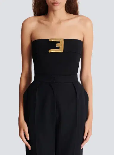 Balmain Crepe bustier bodysuit with belt detail | Thumbnail 7 Balmain Crepe bustier bodysuit with belt detail | Thumbnail 7