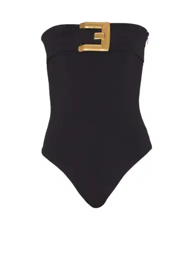 Balmain Crepe bustier bodysuit with belt detail | Thumbnail 1 Balmain Crepe bustier bodysuit with belt detail | Thumbnail 1