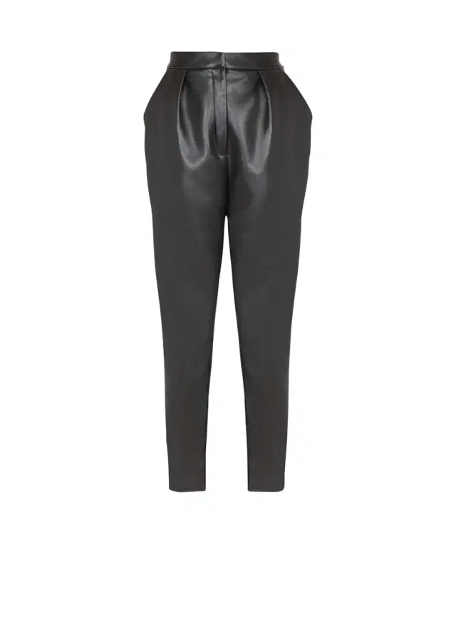 Balmain High-waisted faux leather trousers