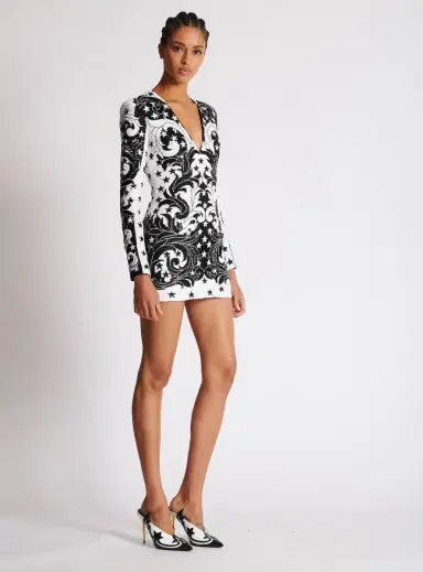 Balmain Embroidered Paisley and Star Short Dress | Thumbnail 3