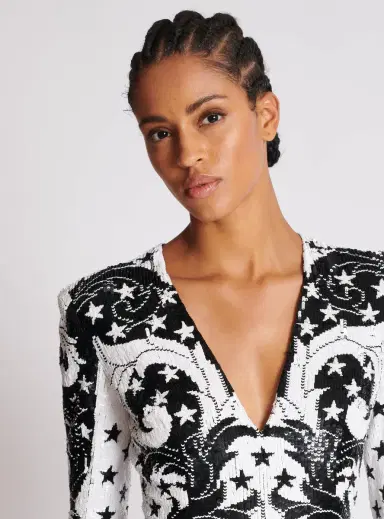 Balmain Embroidered Paisley and Star Short Dress | Thumbnail 5
