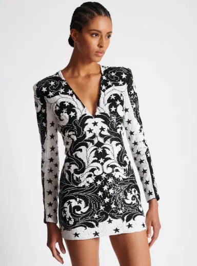 Balmain Embroidered Paisley and Star Short Dress | Thumbnail 7
