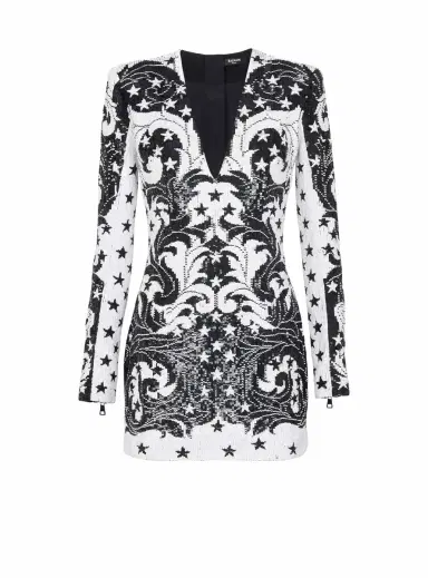 Balmain Embroidered Paisley and Star Short Dress | Thumbnail 1