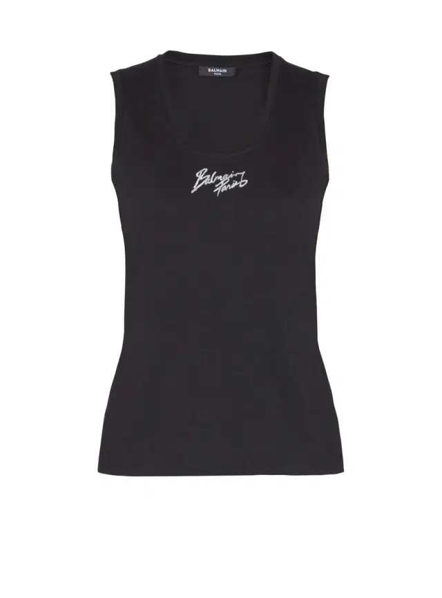 Balmain Relaxed tank top with  Paris Brush print