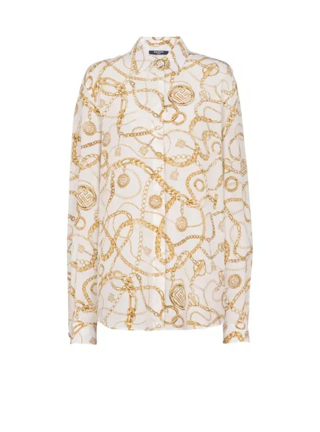 Balmain Printed silk shirt with  Chains pattern