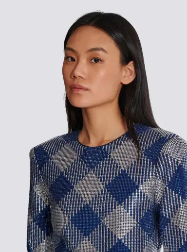 Balmain Gingham rhinestone dress | Thumbnail 5