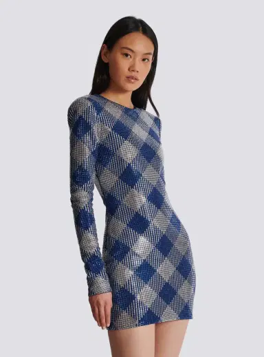 Balmain Gingham rhinestone dress | Thumbnail 7