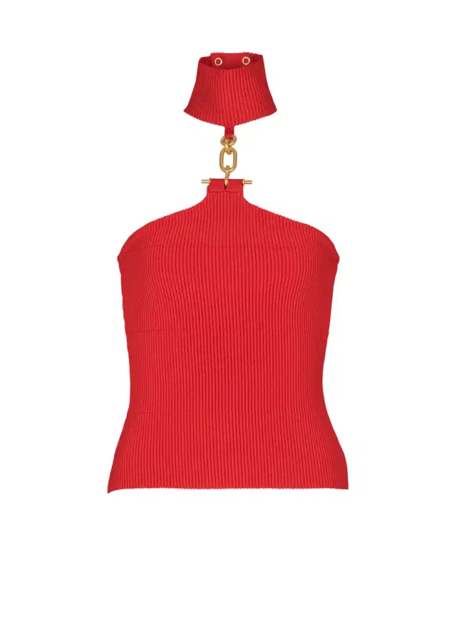 Balmain Sleeveless knit top with embellished detail