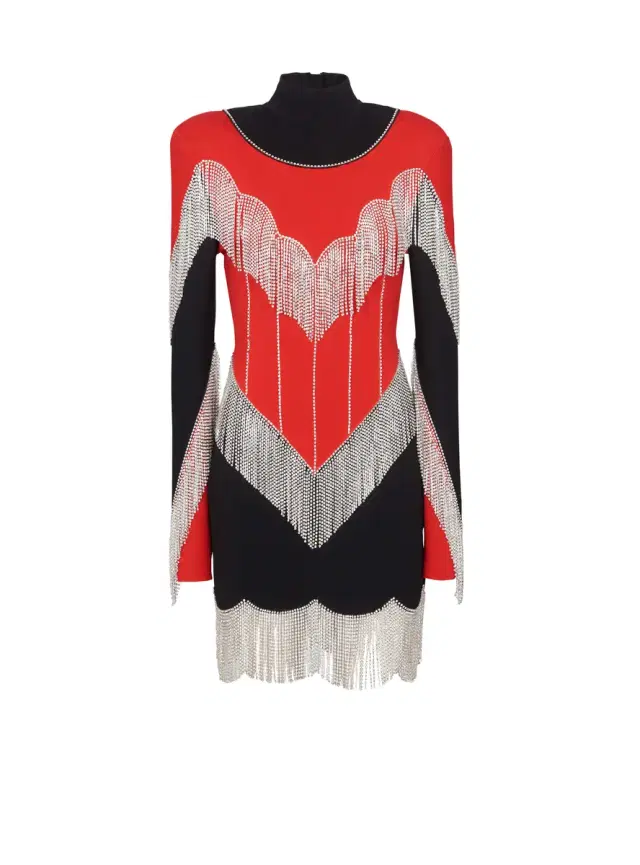 Balmain Fringed knit dress