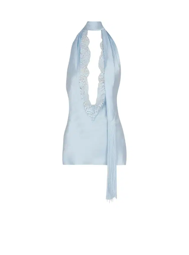 Balmain Backless fringed satin top