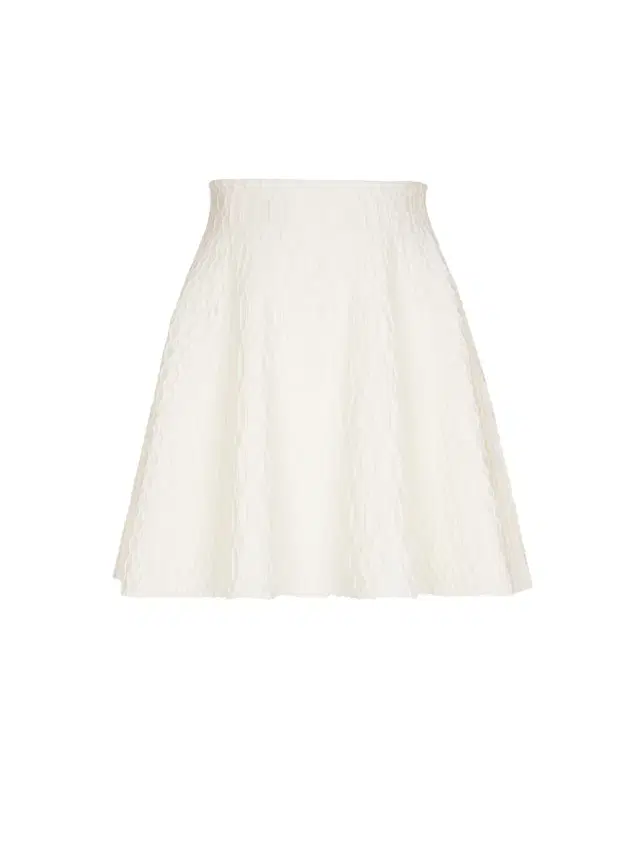 Balmain Flared crocodile-knit skirt