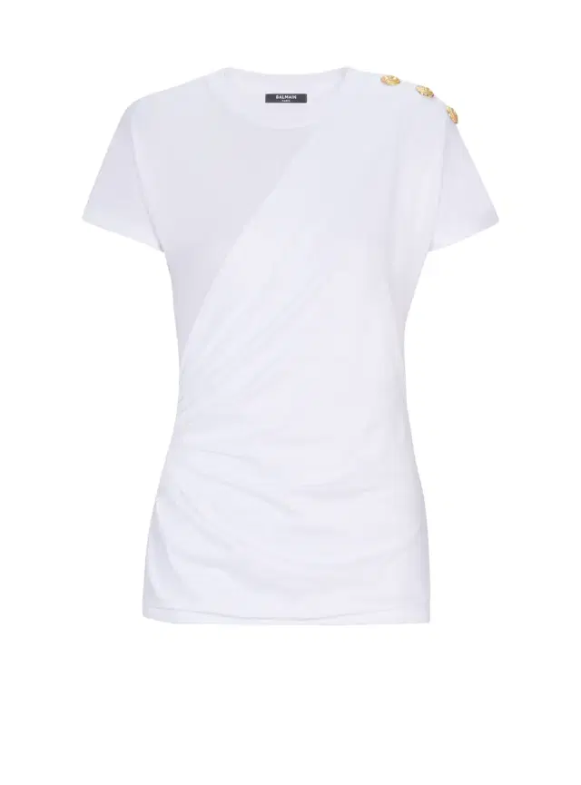 Balmain Short-sleeved draped jersey T-shirt