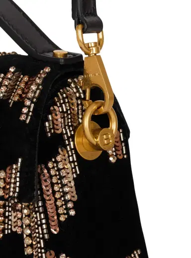 Balmain B-Buzz Dynasty bag in embroidered velvet | Thumbnail 6