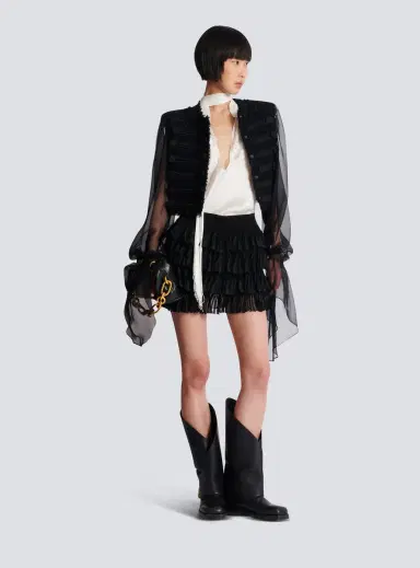 Balmain Backless fringed satin top | Thumbnail 2 Balmain Backless fringed satin top | Thumbnail 2