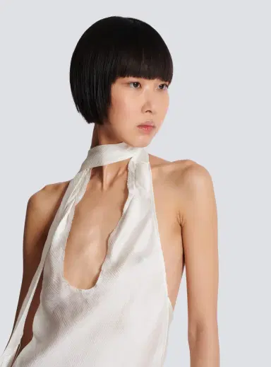 Balmain Backless fringed satin top | Thumbnail 5 Balmain Backless fringed satin top | Thumbnail 5