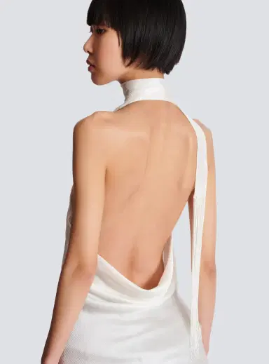 Balmain Backless fringed satin top | Thumbnail 6 Balmain Backless fringed satin top | Thumbnail 6