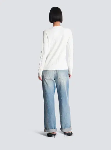 Balmain Ls 3 Btn Monogram Knit Top | Thumbnail 4