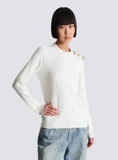 Balmain Ls 3 Btn Monogram Knit Top | Thumbnail 5