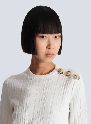 Balmain Ls 3 Btn Monogram Knit Top | Thumbnail 6