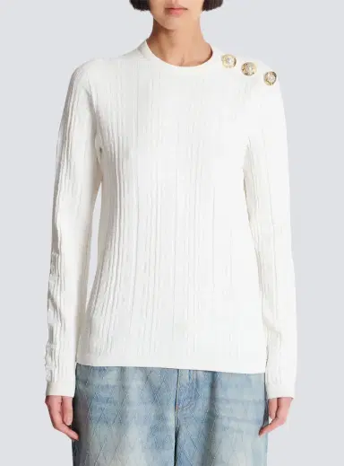 Balmain Ls 3 Btn Monogram Knit Top | Thumbnail 7