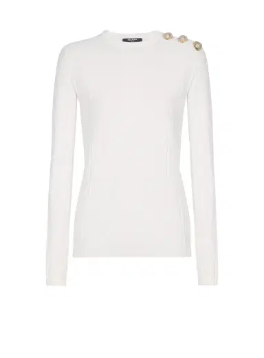 Balmain Ls 3 Btn Monogram Knit Top | Thumbnail 1
