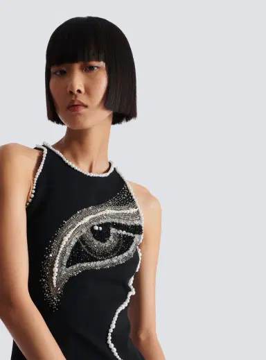 Balmain Long embroidered dress with Face motif | Thumbnail 5