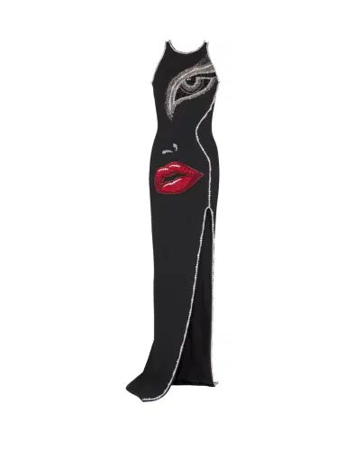 Balmain Long embroidered dress with Face motif | Thumbnail 1