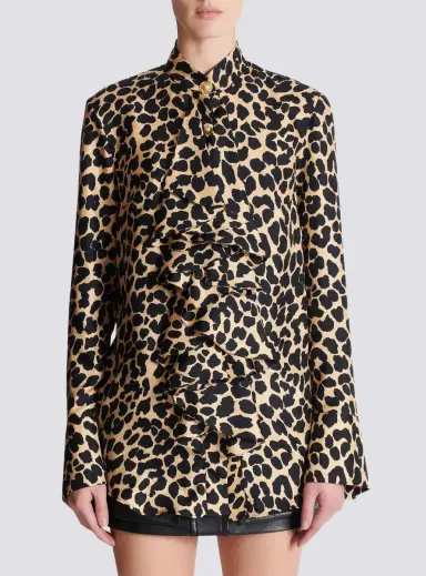 Balmain Leopard print ruffled shirt | Thumbnail 8