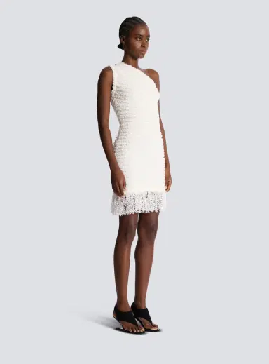 Balmain Dotted tweed one-shoulder dress | Thumbnail 3