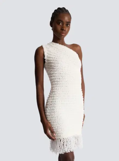 Balmain Dotted tweed one-shoulder dress | Thumbnail 6