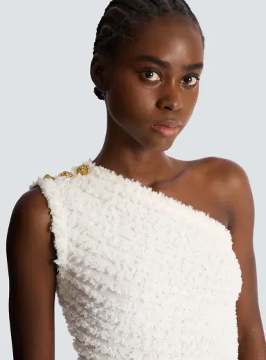 Balmain Dotted tweed one-shoulder dress | Thumbnail 7