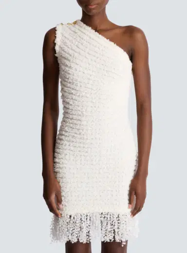 Balmain Dotted tweed one-shoulder dress | Thumbnail 8