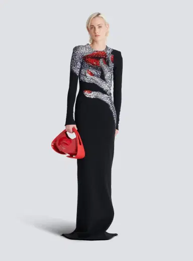 Balmain Long embroidered dress with Face motif | Thumbnail 2