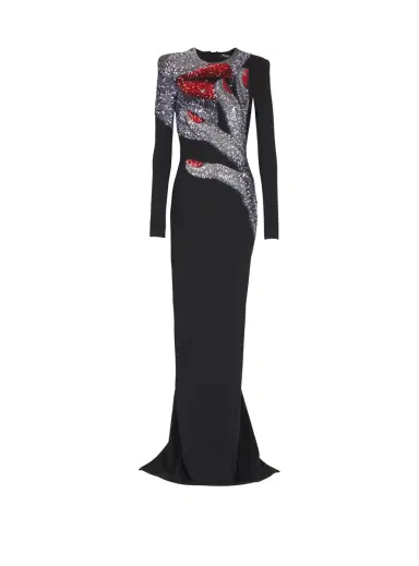 Balmain Long embroidered dress with Face motif | Thumbnail 1